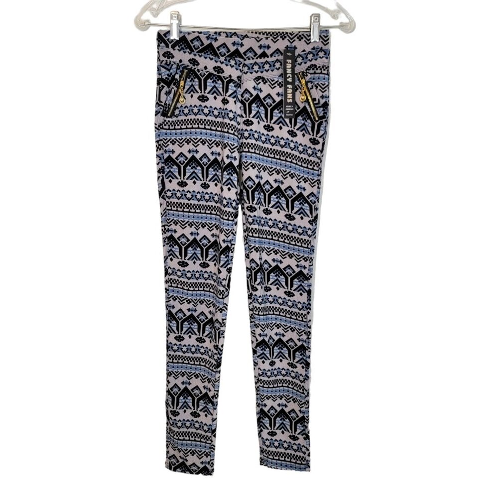 NEW Fancy Fans Leggings Stretch‎ Pants Colorful Womens S/M New With Tags